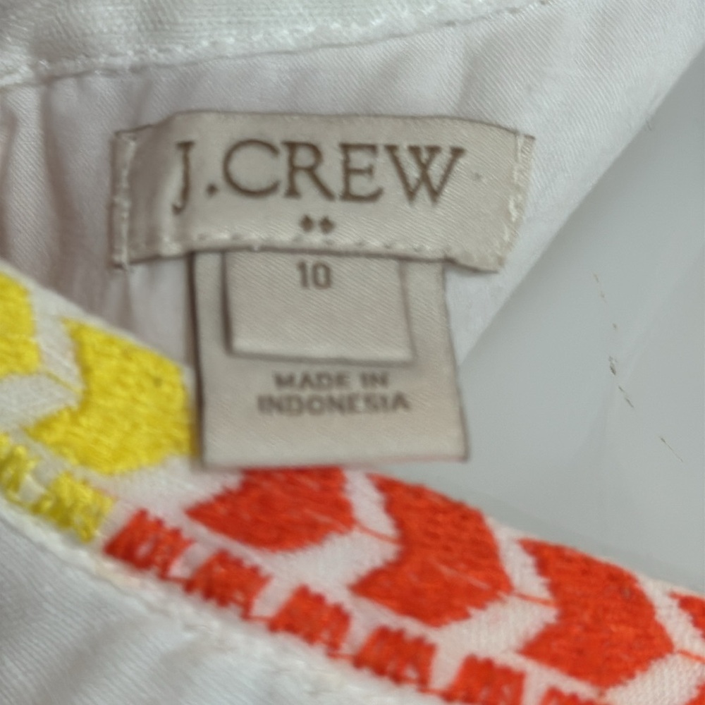 J. Crew White Dress‎ with Yellow and Red Embroidery - Picture 6 of 6